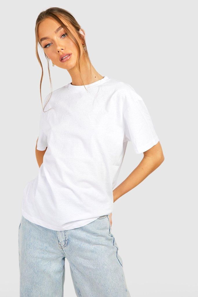 Womens Oversized Crew Neck Basic Cotton Tshirt - White - Xl, White