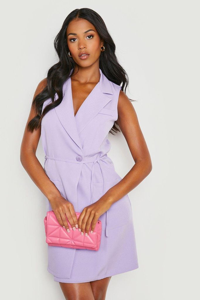 Womens Tall Tie Detail Sleeveless Blazer Dress - Purple - 8, Purple