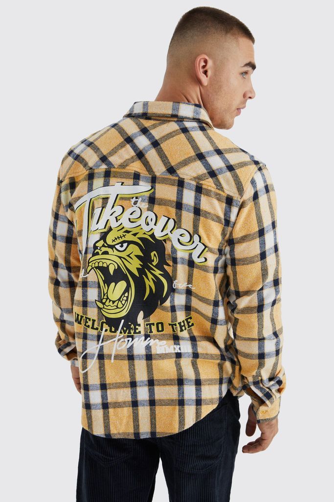 Men's Long Sleeve Takeover Check Shirt - Yellow - S, Yellow