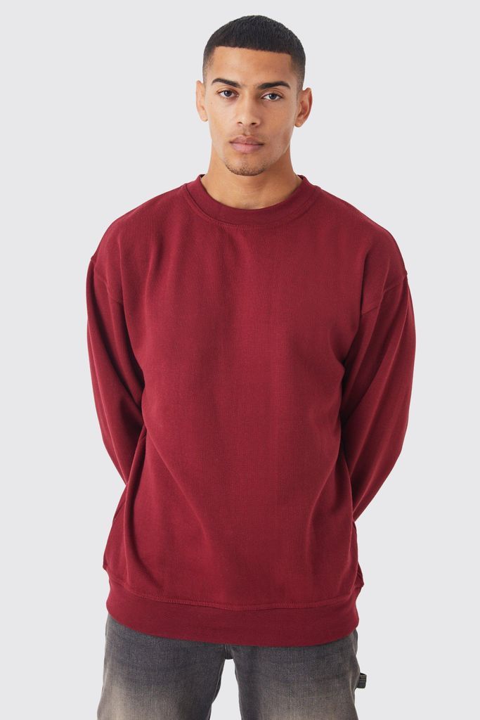 Men's Oversized Basic Sweatshirt - Red - S, Red