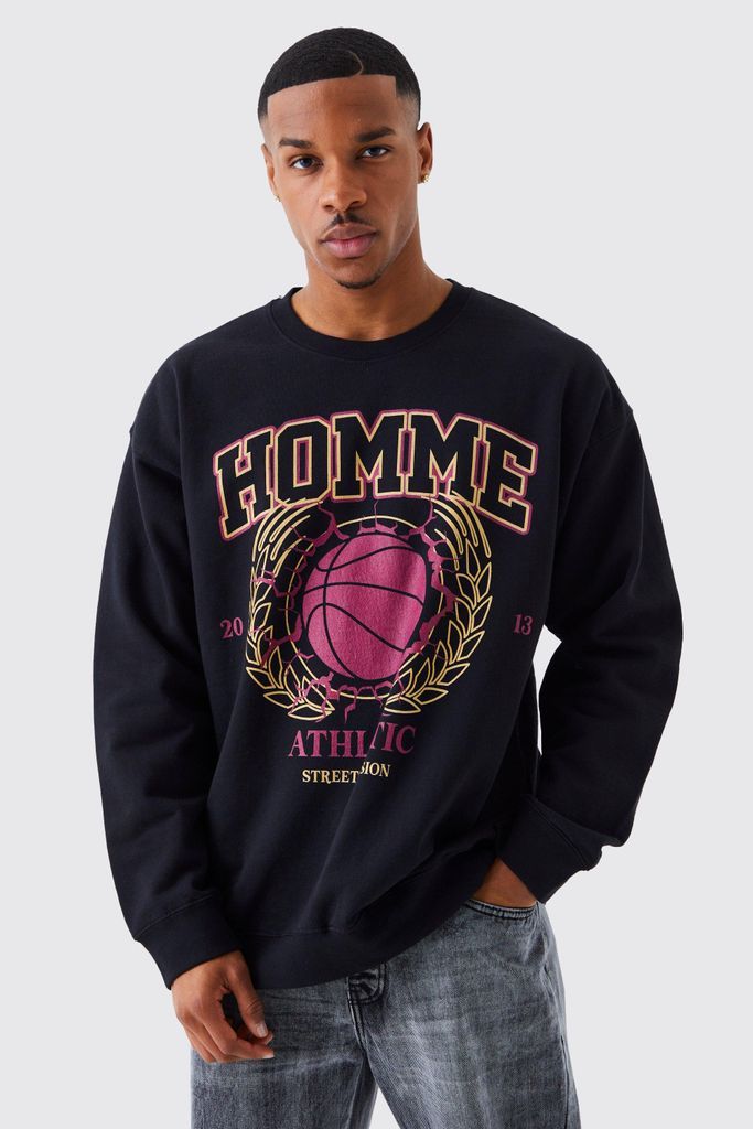 Men's Oversized Homme Graphic Sweatshirt - Black - S, Black
