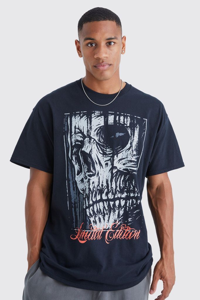 Men's Oversized Limited Edition Skull T-Shirt - Black - S, Black