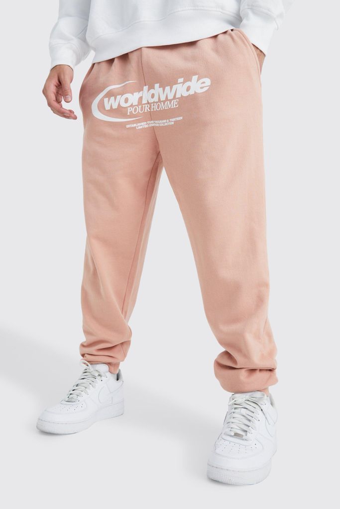 Men's Overszied Worldwide Graphic Jogger - Pink - S, Pink
