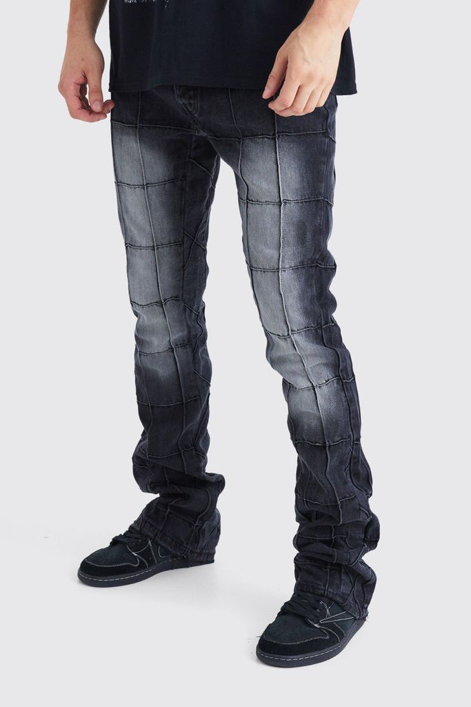 Men's Tall Slim Rigid Flare Panelled Gusset Jean - Black - 30, Black