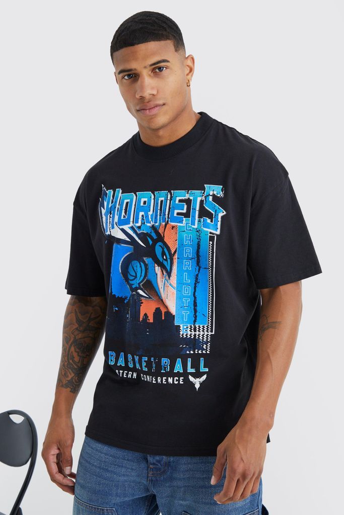 Men's Charlotte Hornets Nba License T Shirt - Black - S, Black