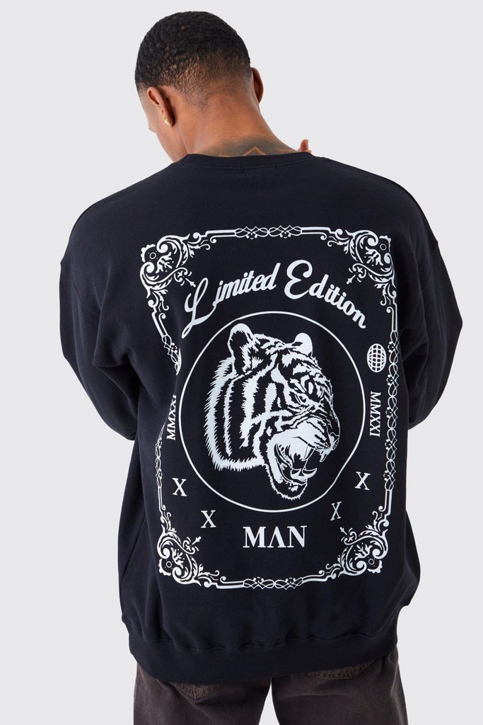 Men's Oversized Limited Tiger Graphic Sweatshirt - Black - S, Black
