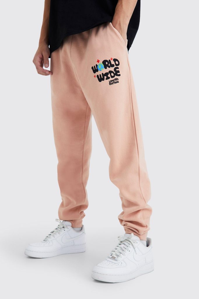 Men's Oversized Worldwide Graphic Jogger - Pink - S, Pink