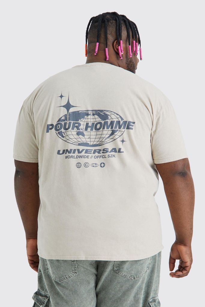 Men's Plus Wash Pour Homme Graphic T-Shirt - Beige - Xxxl, Beige