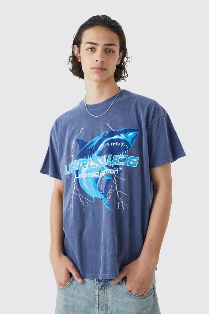 Men's Worldwide Shark Wash T-Shirt - Blue - S, Blue