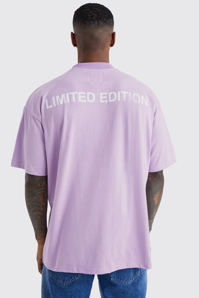 Men's Oversized Extended Neck Limited T-Shirt - Purple - S, Purple