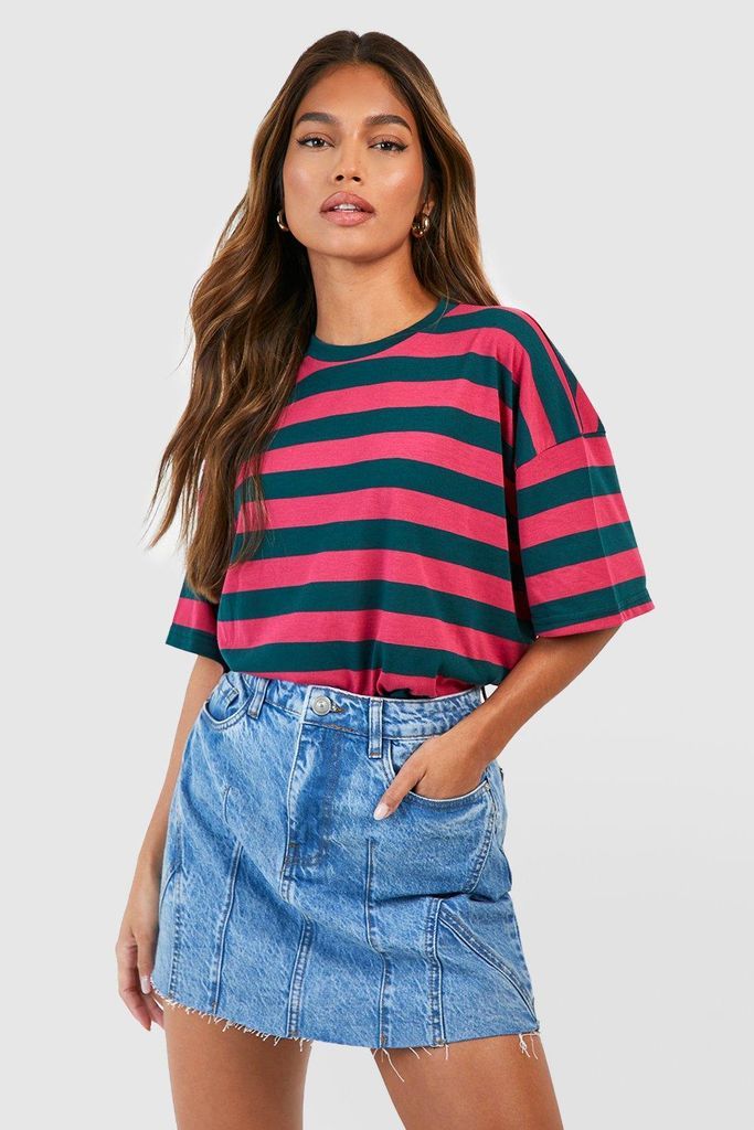 Womens Wide Stripe Colour Block Oversized Tshirt - Multi - 6, Multi