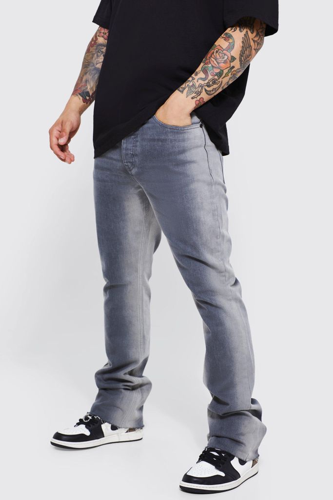 Men's Slim Flare Bleached Overdye Jeans - Grey - 32R, Grey