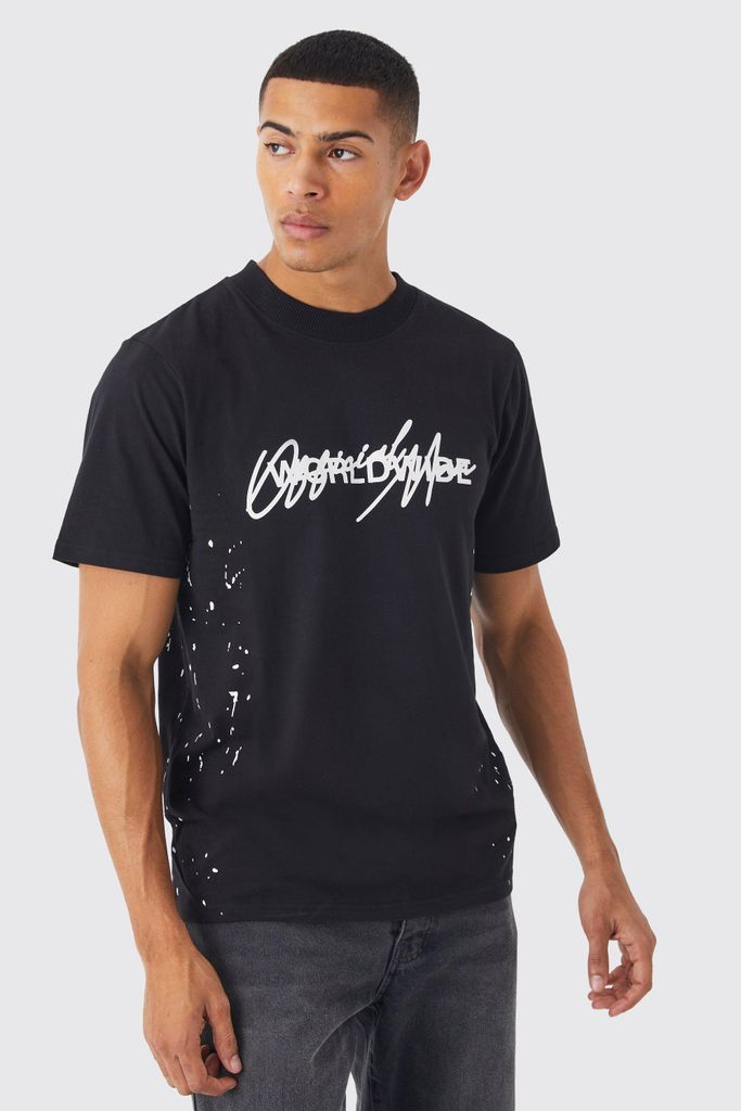 Men's Graffiti Paint Splatter T-Shirt - Black - S, Black