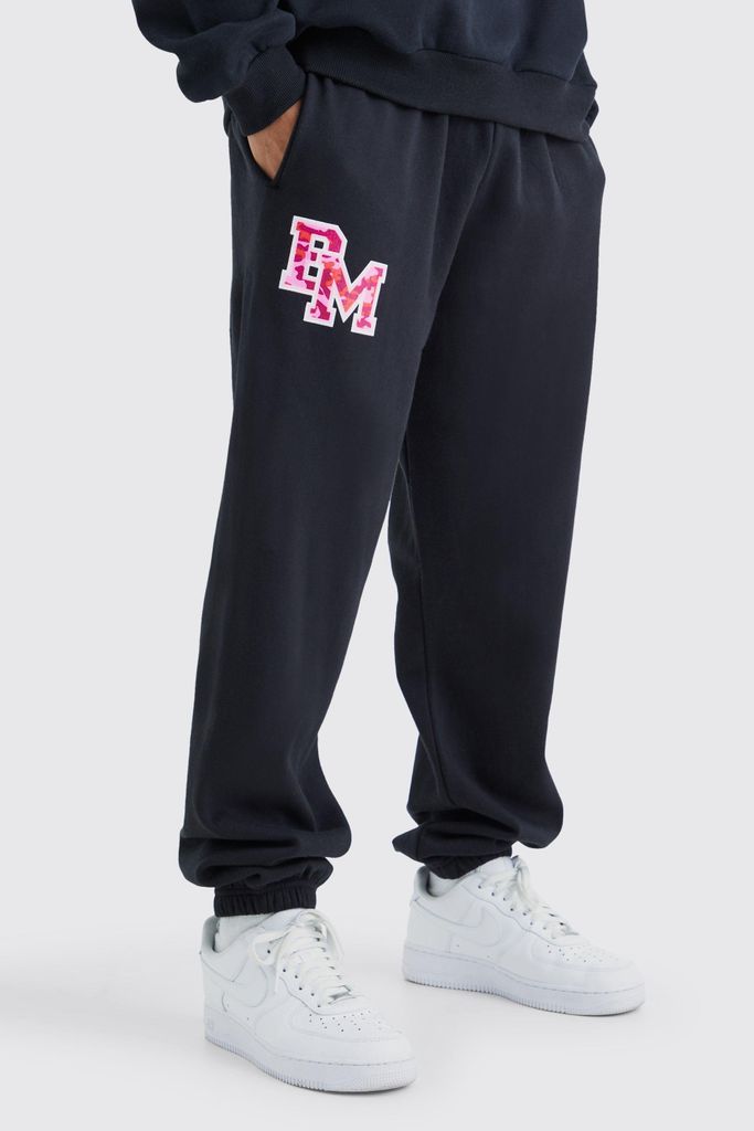 Men's Oversized Bm Varsity Graphic Jogger - Black - S, Black