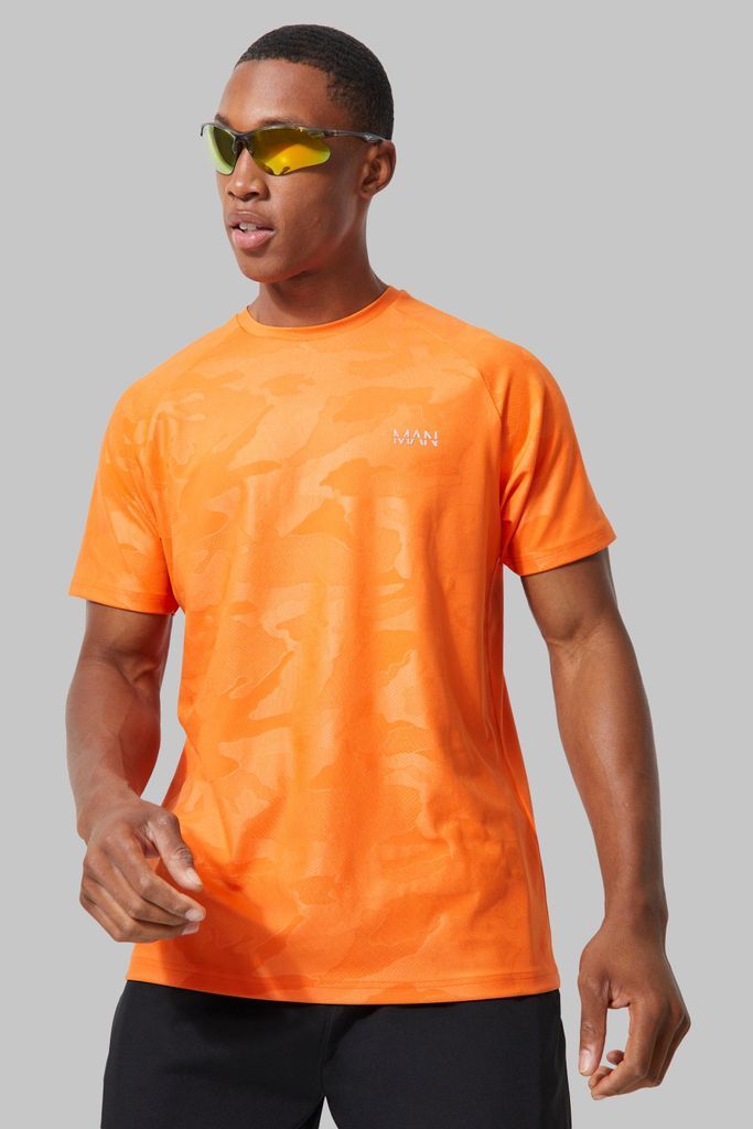 Men's Man Active Camo Raglan Performance T-Shirt - Orange - S, Orange