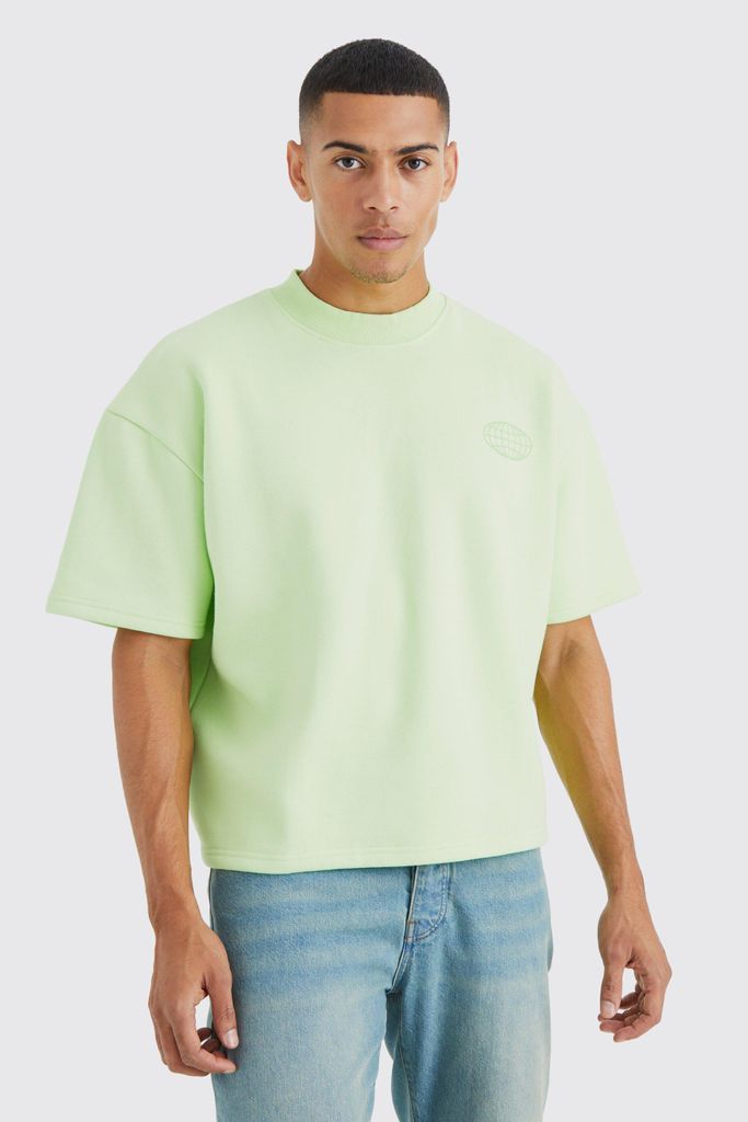 Men's Oversized Short Sleeve Bungee Sweatshirt - Green - S, Green