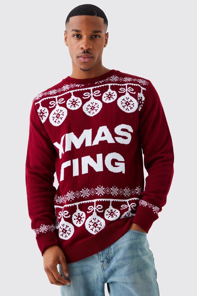 Men's Xmas Ting Christmas Jumper - Red - S, Red