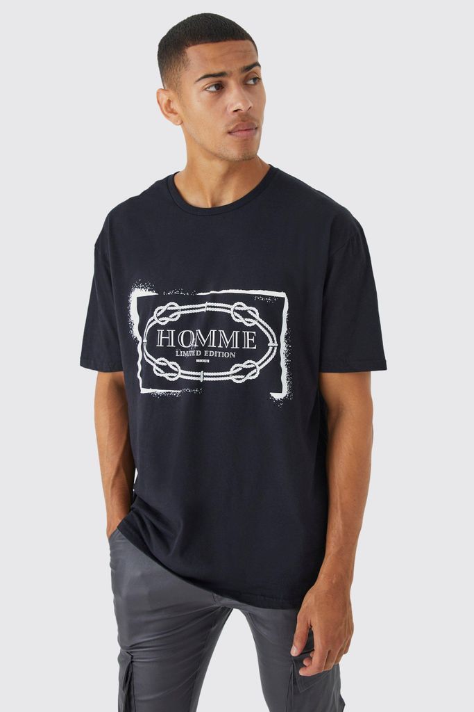 Men's Oversized Homme Graphic T-Shirt - Black - S, Black