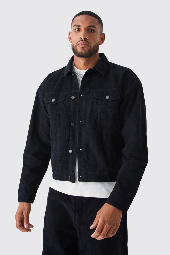 Men's Tall Boxy Fit Cord Jacket - Black - S, Black