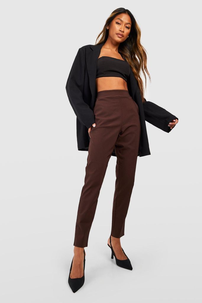 Womens Super Stretch Tapered Tailored Trouser - Brown - 8, Brown