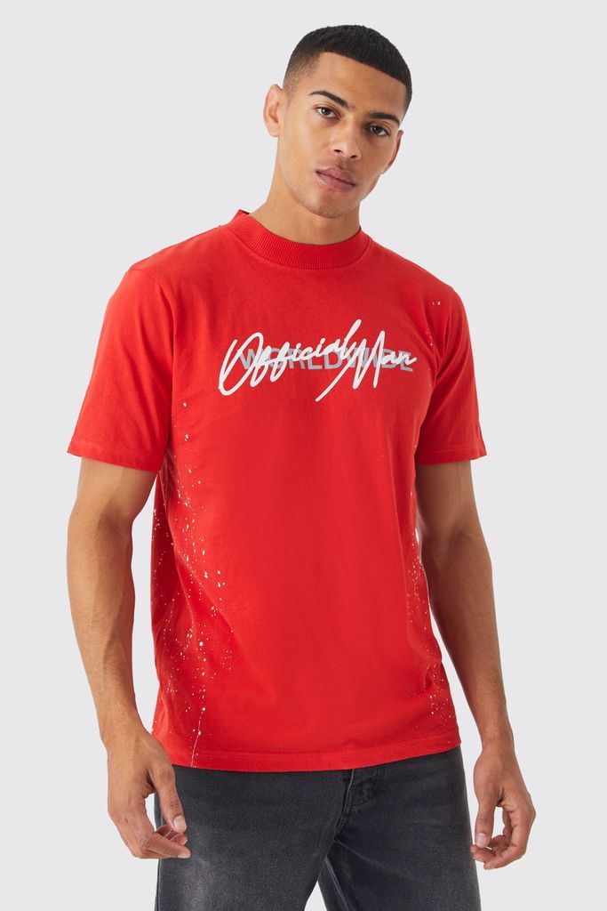 Men's Graffiti Paint Splatter T-Shirt - Red - S, Red