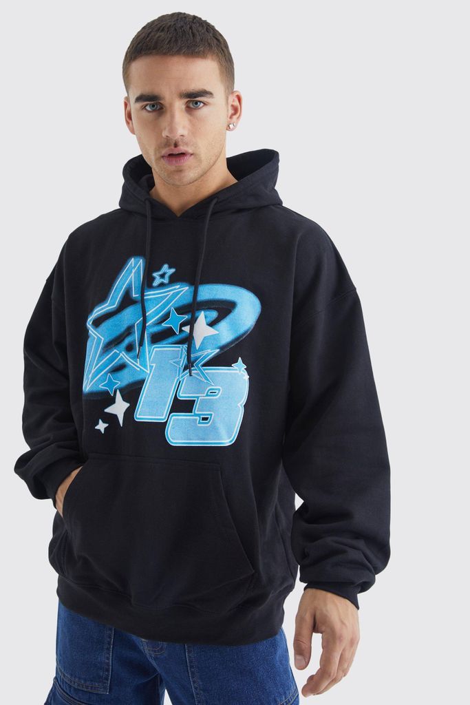 Men's Oversized Limited Edition Graphic Hoodie - Black - S, Black