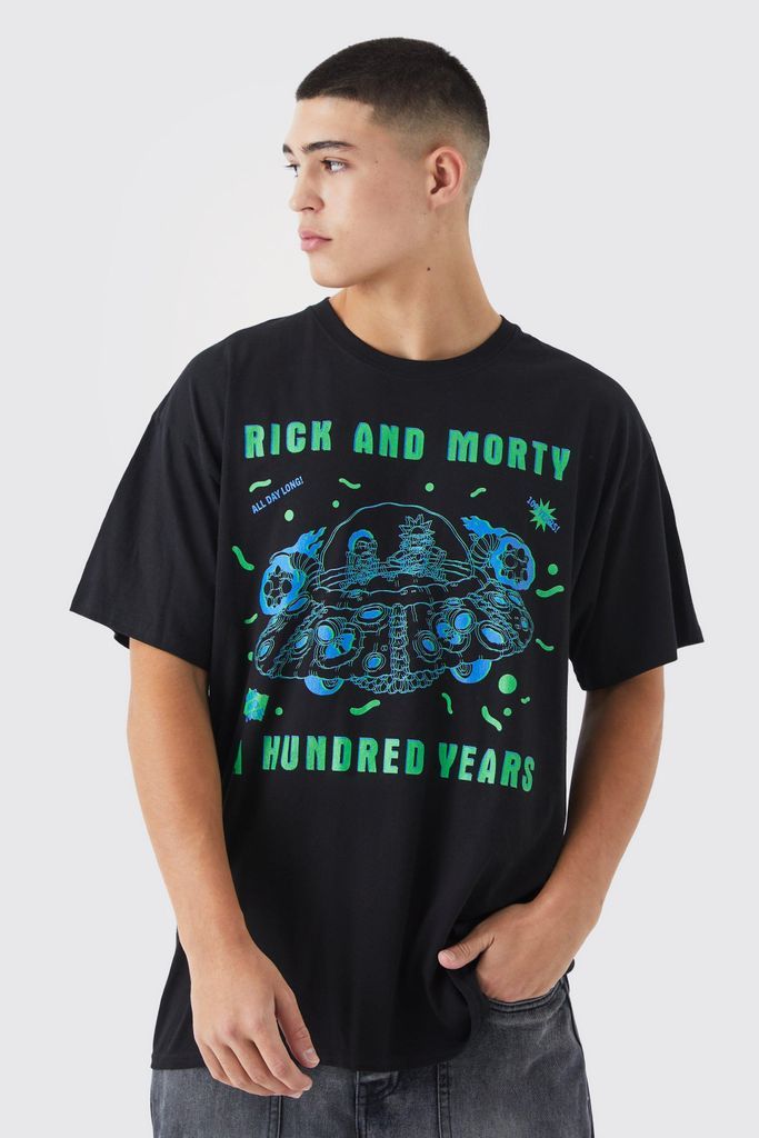 Men's Oversized Rick And Morty License T-Shirt - Black - S, Black