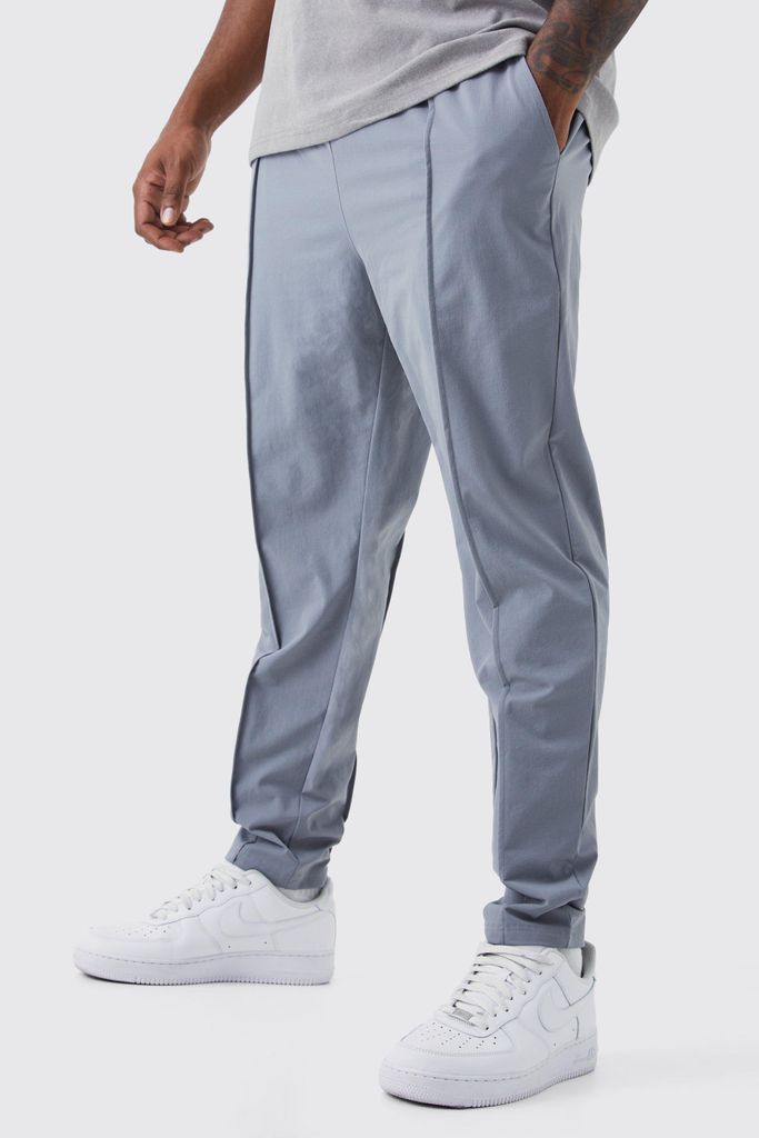 Men's Plus Elastic Lightweight Stretch Skinny Pintuck Trouser - Grey - Xxxl, Grey