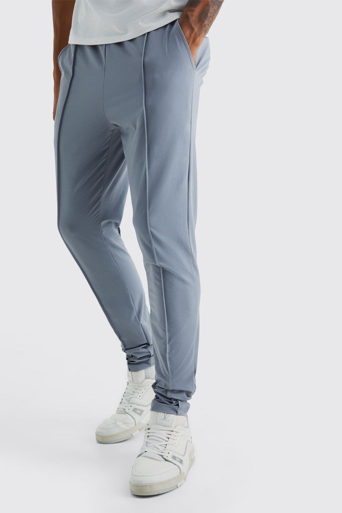 Men's Tall Elastic Lightweight Stretch Skinny Pintuck Trouser - Grey - S, Grey