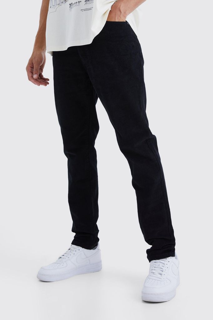 Men's Tall Fixed Waist Tapered Cord Trouser - Black - 30, Black