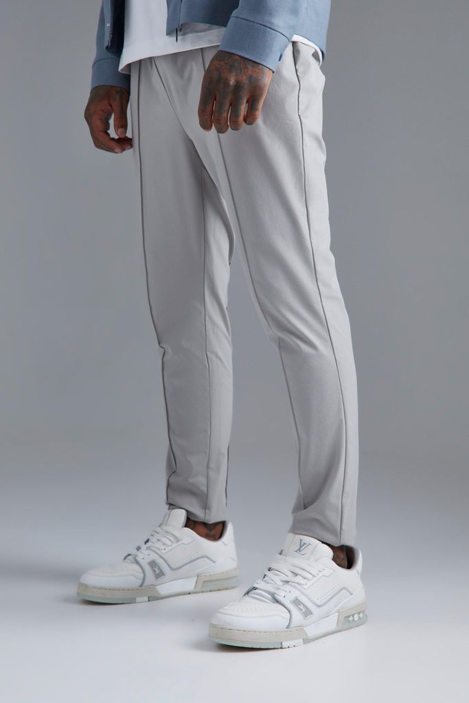 Men's Technical Stretch Pin Tuck Skinny Trouser - Grey - S, Grey