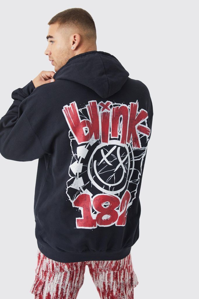 Men's Oversized Blink 182 License Hoodie - Black - S, Black