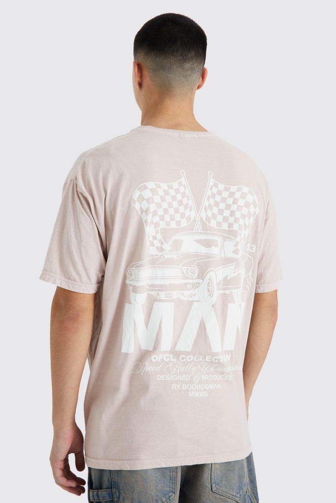 Men's Oversized Man Car Graphic T-Shirt - Beige - S, Beige