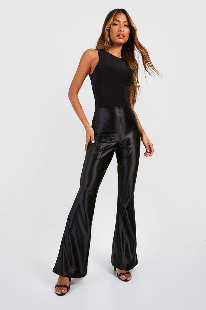Womens Stretch Satin Fit & Flare Trousers - Black - 6, Black