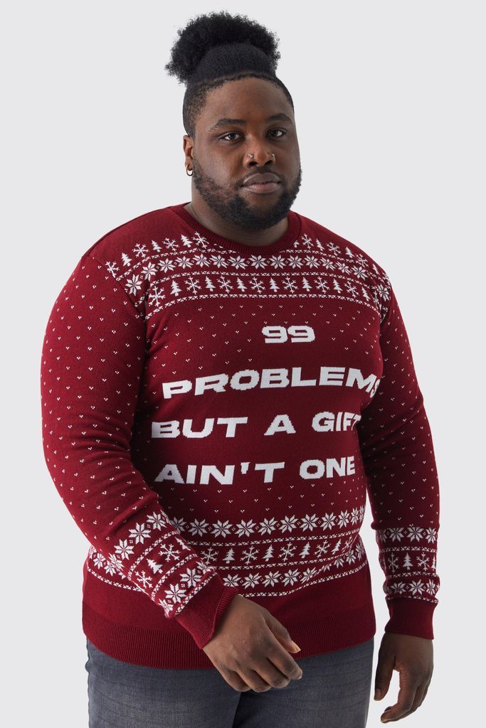 Men's Plus 99 Problems Christmas Jumper - Red - Xxxl, Red