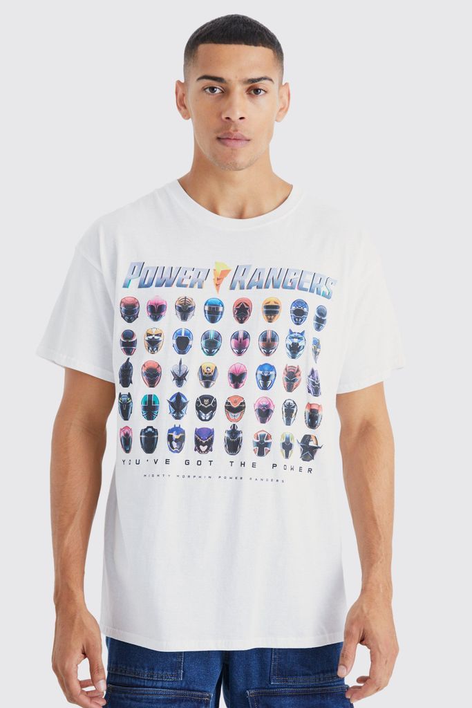 Men's Oversized Power Rangers License T-Shirt - White - S, White