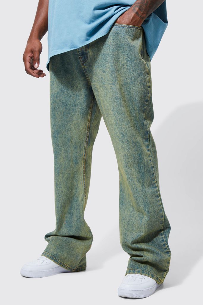 Men's Plus Slim Rigid Tinted Flare Jeans - Grey - 42, Grey