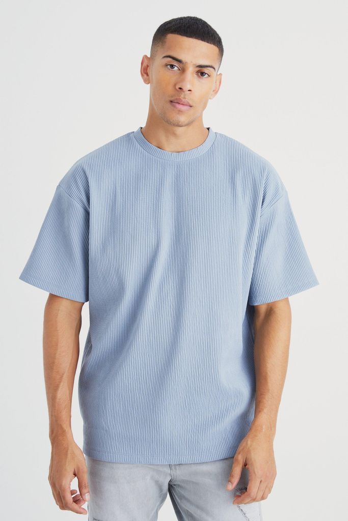 Men's Heavy Rib Ottoman Oversized T-Shirt - Blue - S, Blue