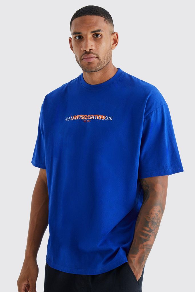 Men's Tall Oversized Basic Limited T-Shirt - Blue - S, Blue