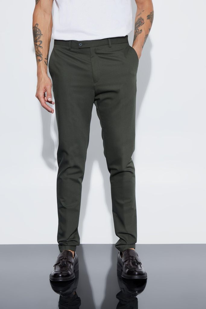 Men's Tall Super Skinny Khaki Trouser - Green - 30, Green
