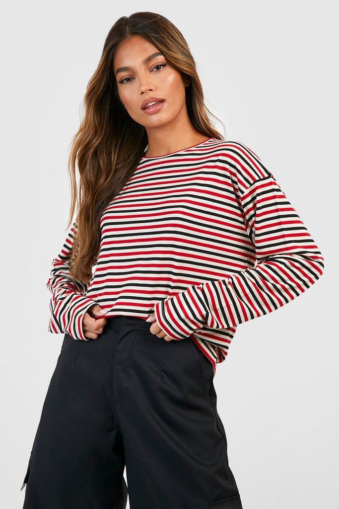 Womens Stripe Long Sleeve Top - Multi - 6, Multi