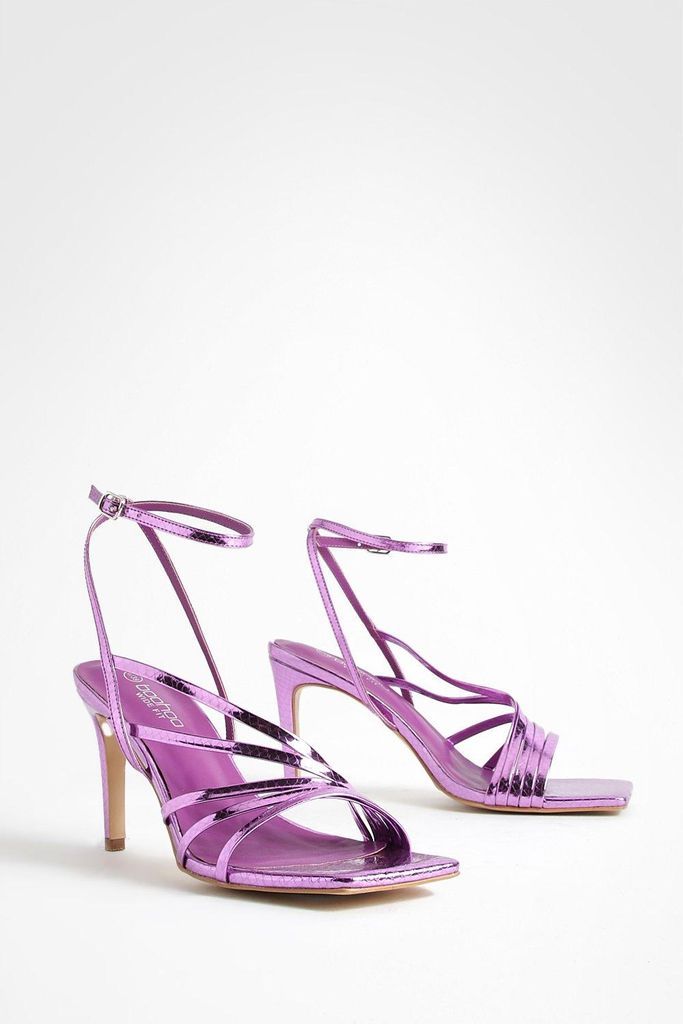 Womens Wide Fit Metallic Asymmetric Heels - Pink - 3, Pink