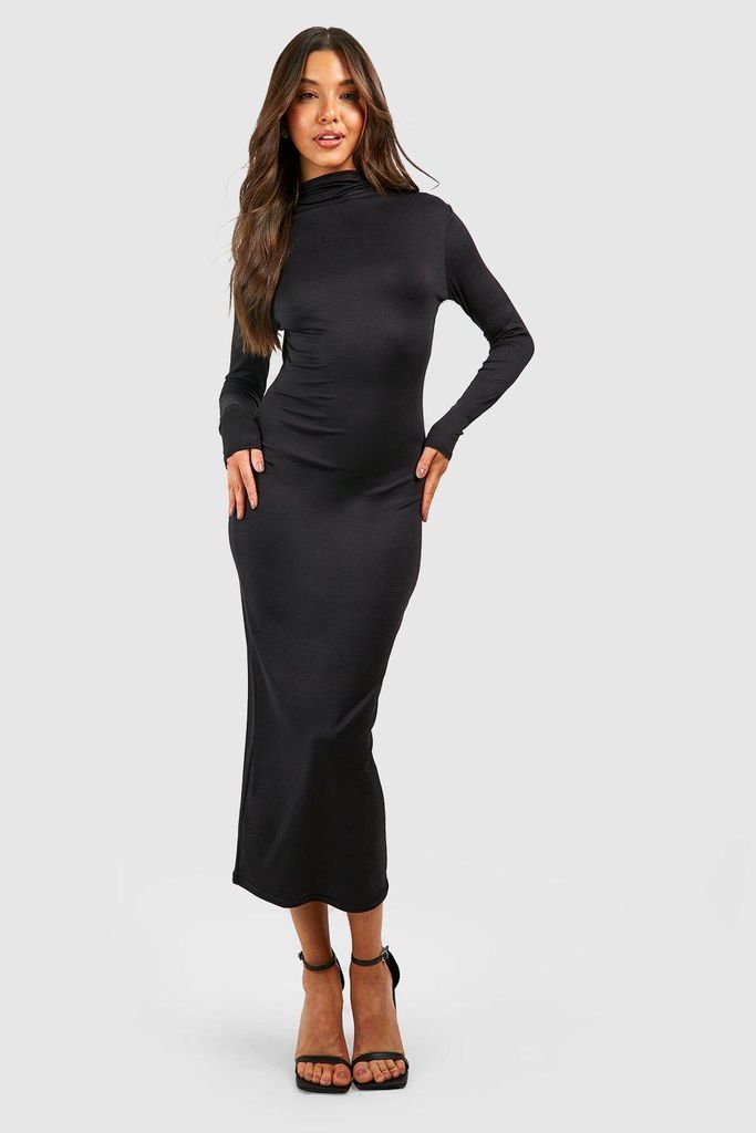Womens Super Soft Drape Midaxi Dress - Black - 8, Black