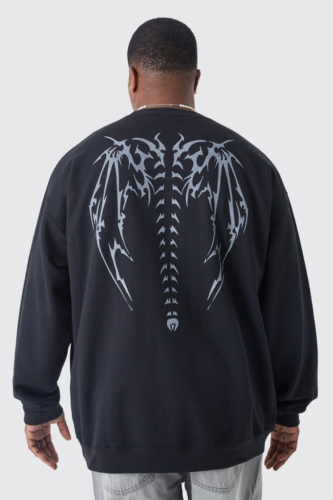 Men's Plus Oversized Homme Back Graphic Sweatshirt - Black - Xxxl, Black