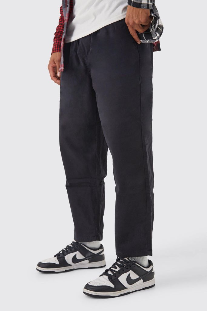 Men's Elastic Waist Skate Chino Trouser - Black - S, Black