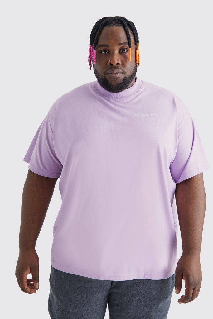 Men's Plus Oversized Extended Neck Limited T-Shirt - Purple - Xxxl, Purple