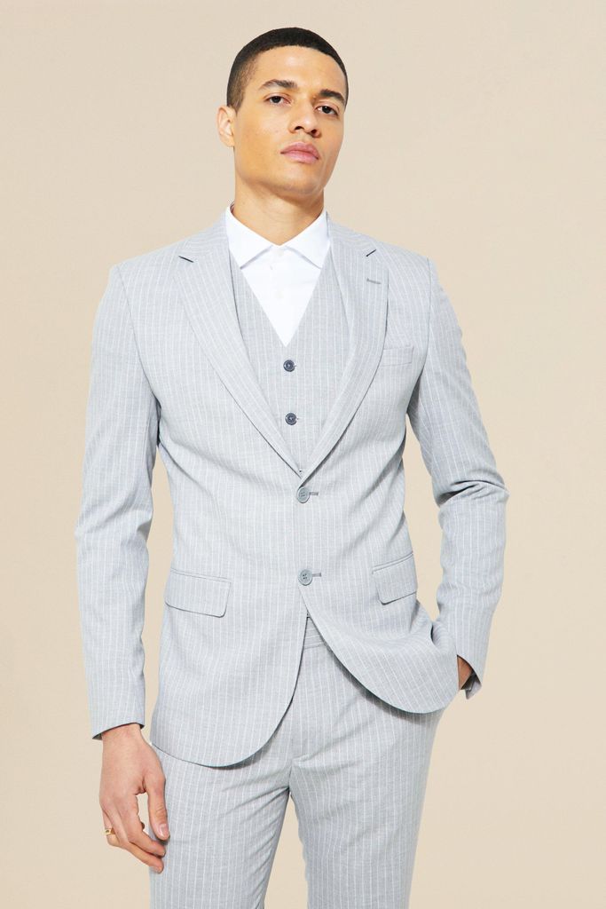 Men's Skinny Single Breasted Pinstripe Suit Jacket - Grey - 36, Grey