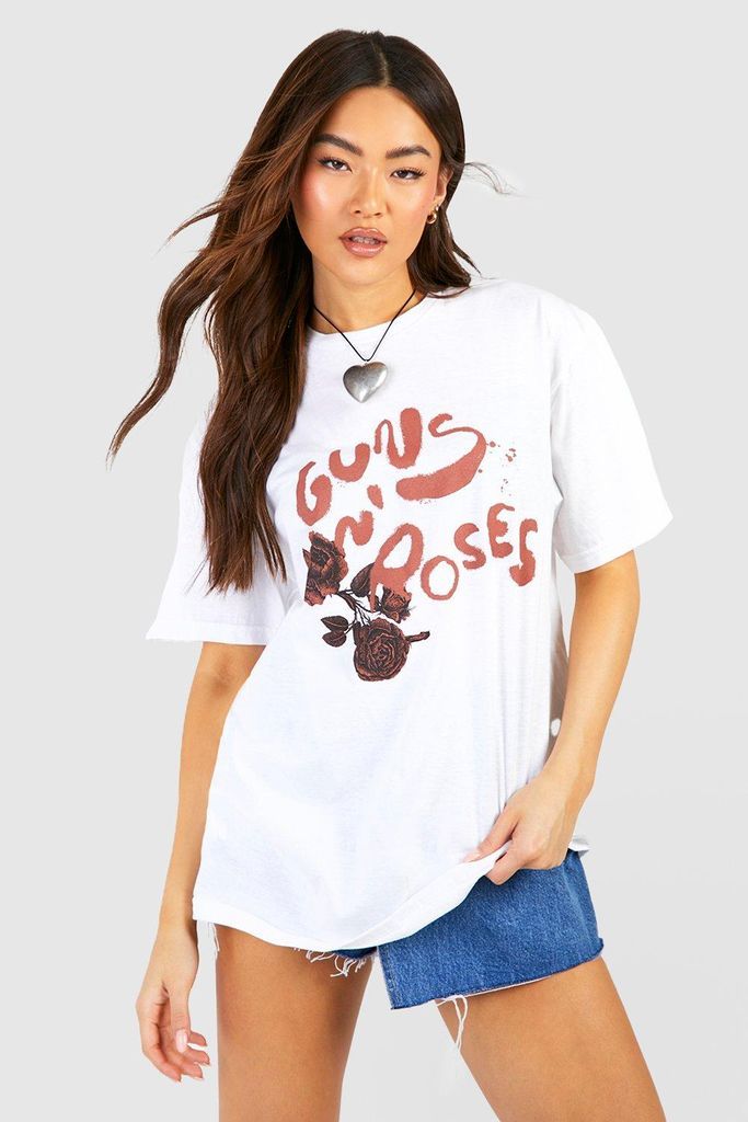 Womens Guns N Roses Band T-Shirt - Cream - M, Cream