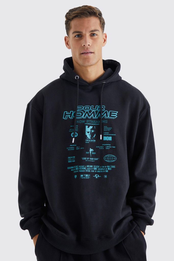 Men's Tall Oversized Text Graphic Hoodie - Black - S, Black