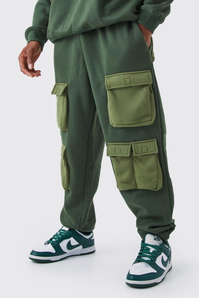 Men's Oversized Multi Pocket Utility Jogger - Green - S, Green